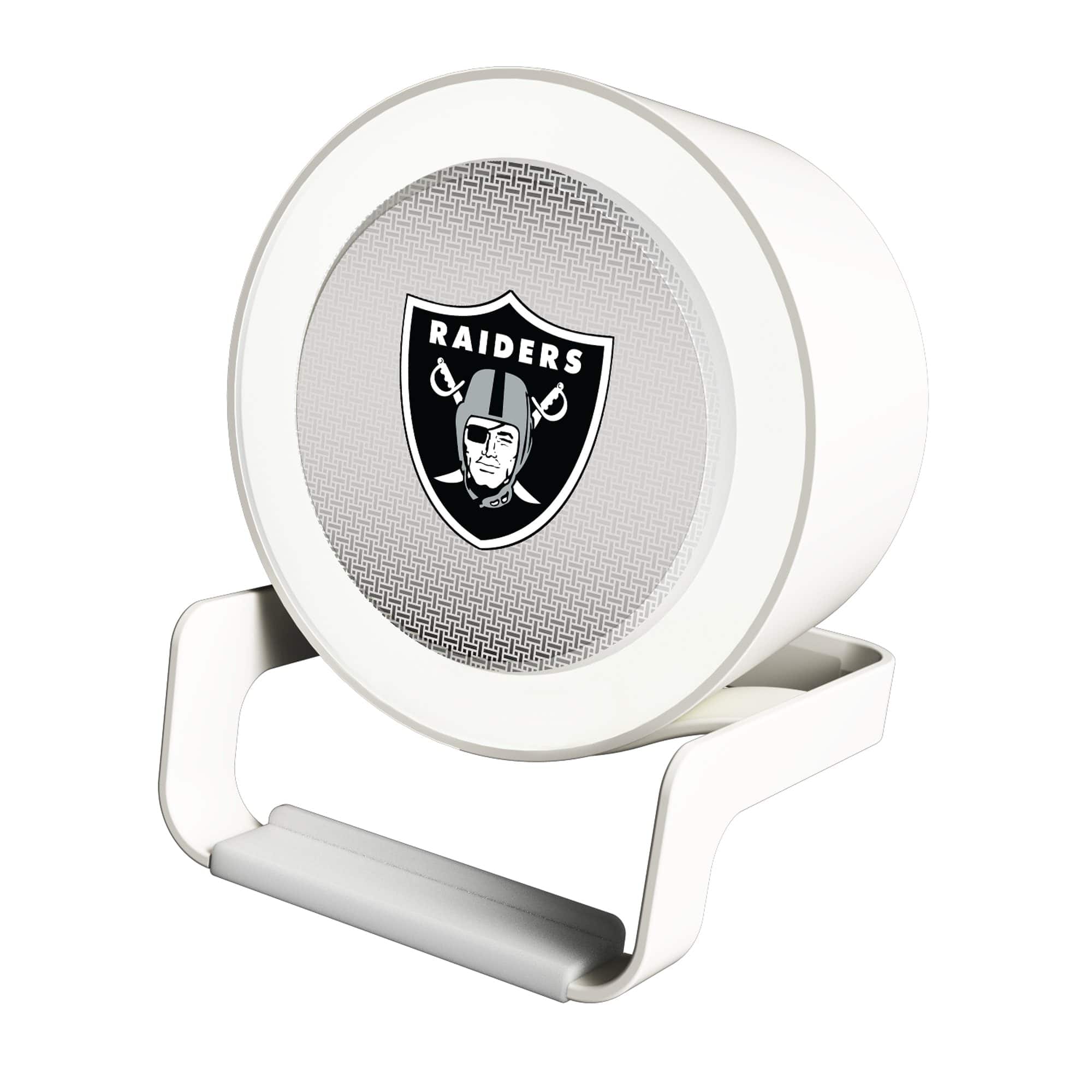 Keyscaper - Las Vegas Raiders Linen Print Nightlight Charger & Bluetooth Speaker - White