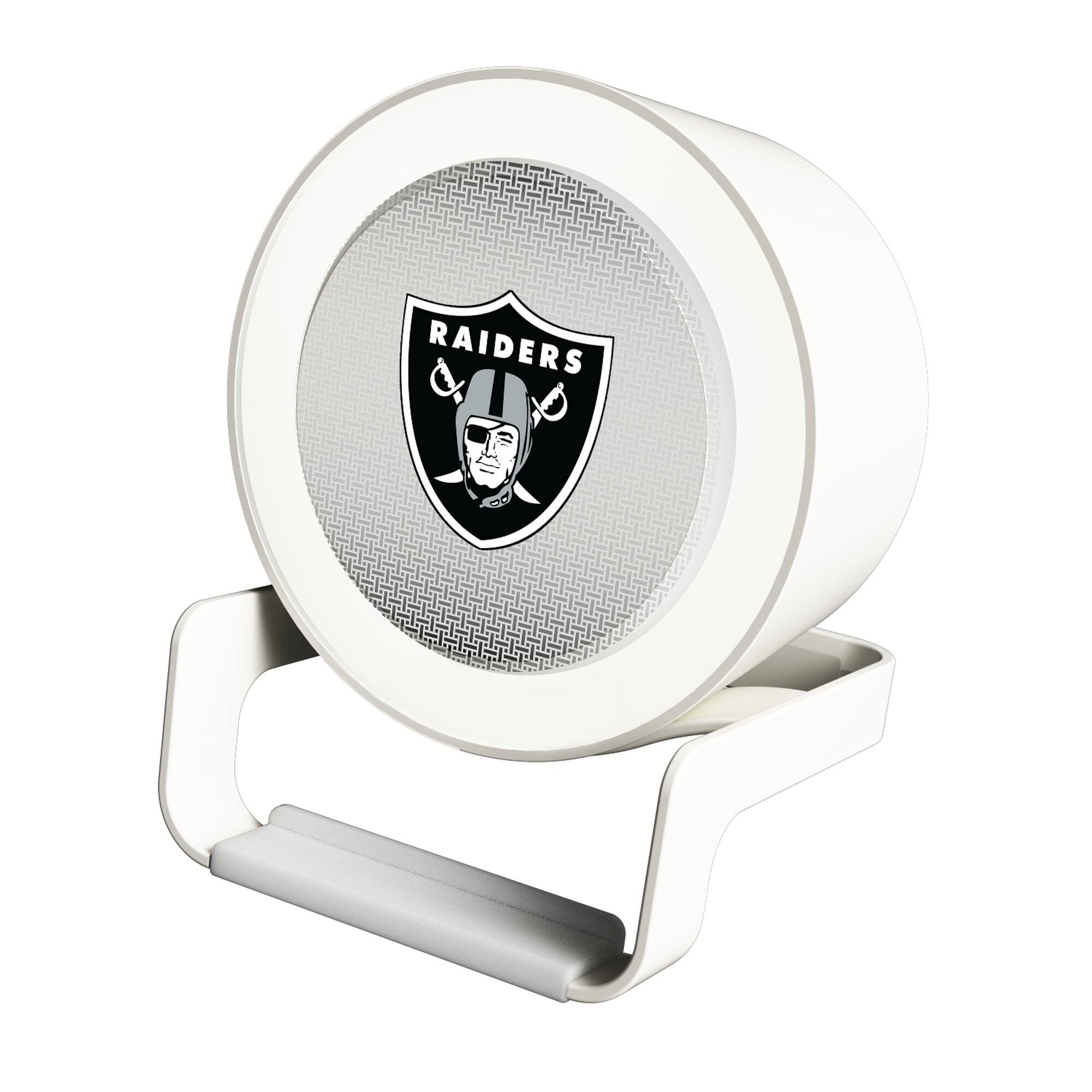 Front. Keyscaper - Las Vegas Raiders Linen Print Nightlight Charger & Bluetooth Speaker - White.