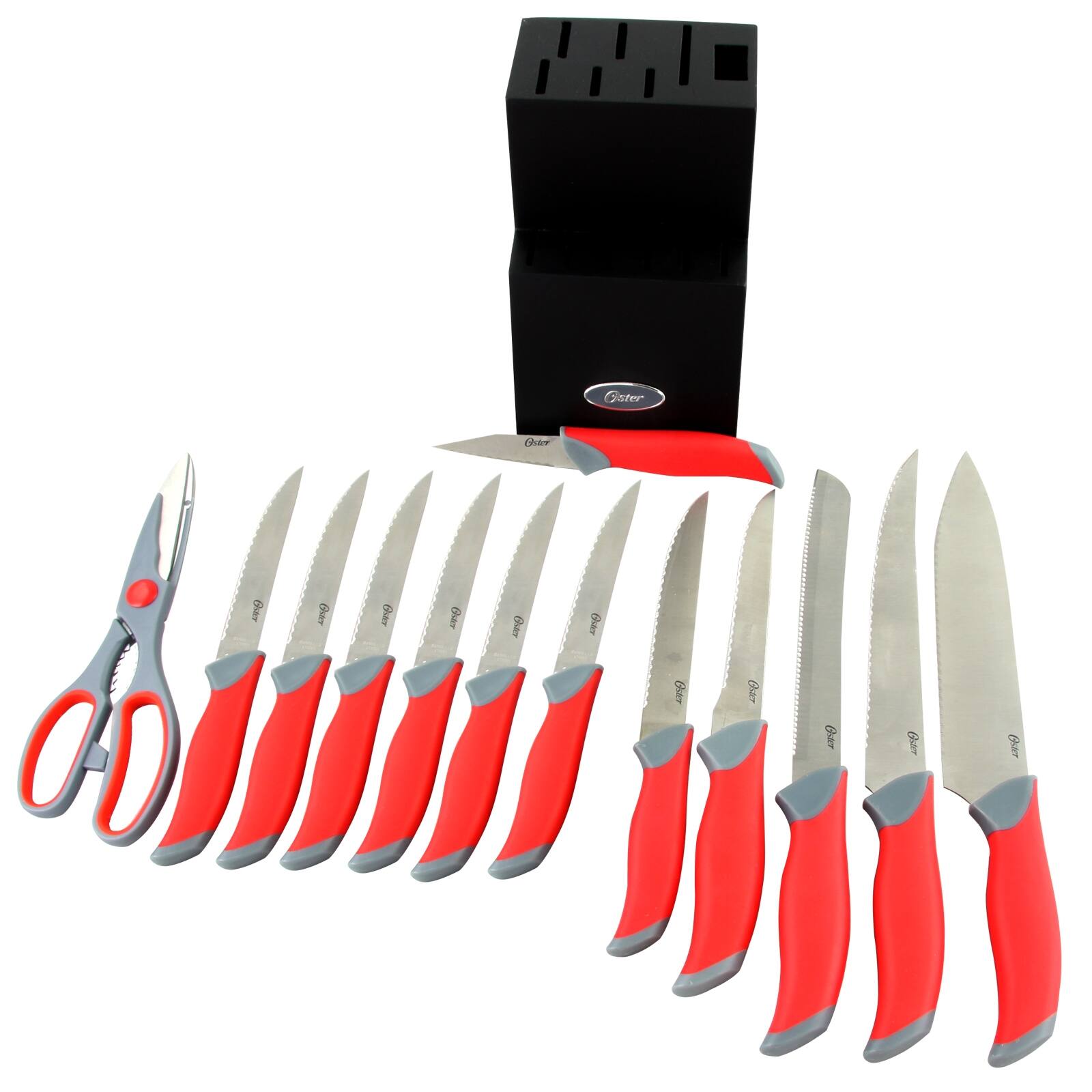 Oster - Lindbergh 14 Piece Stainless Steel Blade Cutlery Set - Red