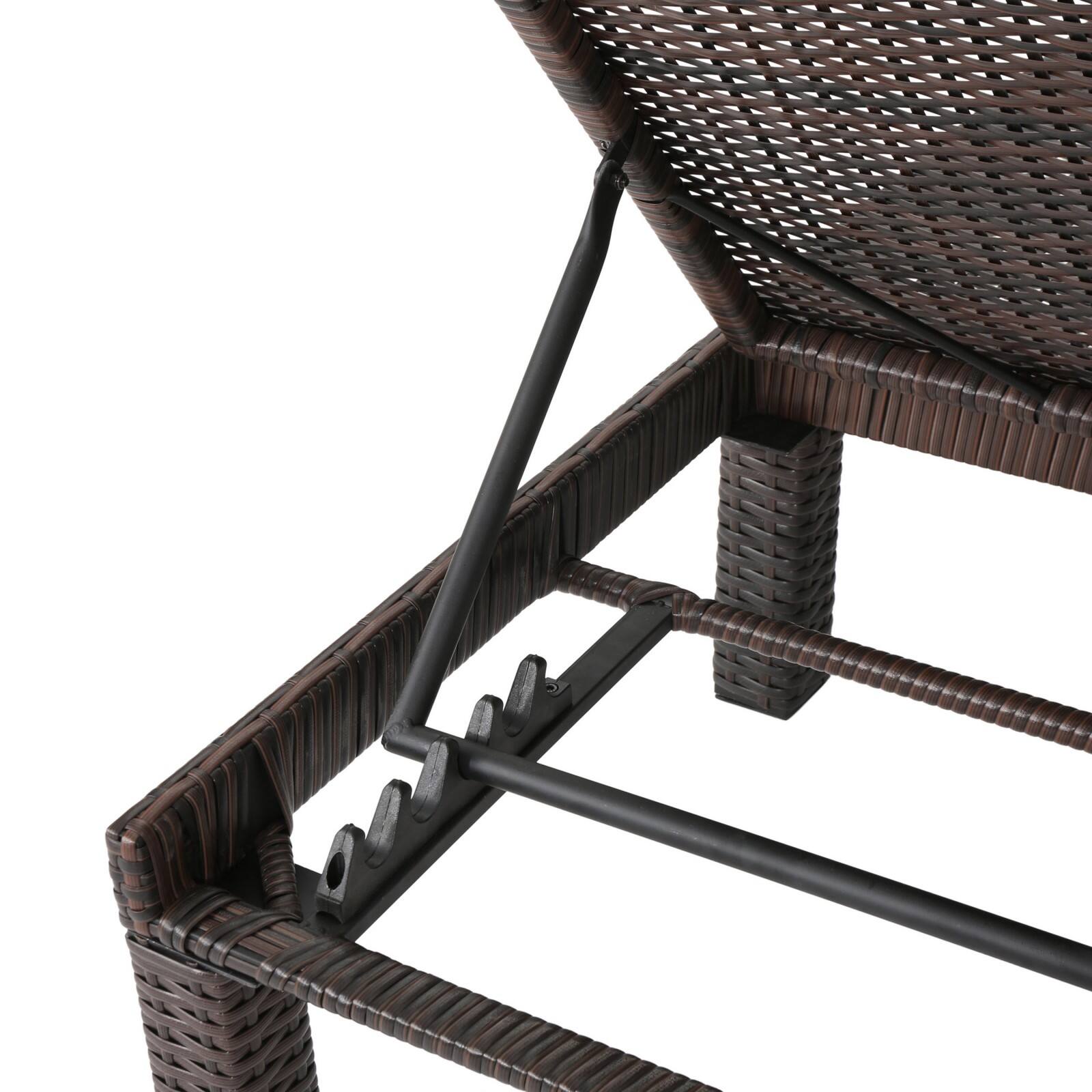 Alt View 7. Ecooso - Outdoor Chaise Lounge with Wicker Design and Adjustable Backrest - Brown.