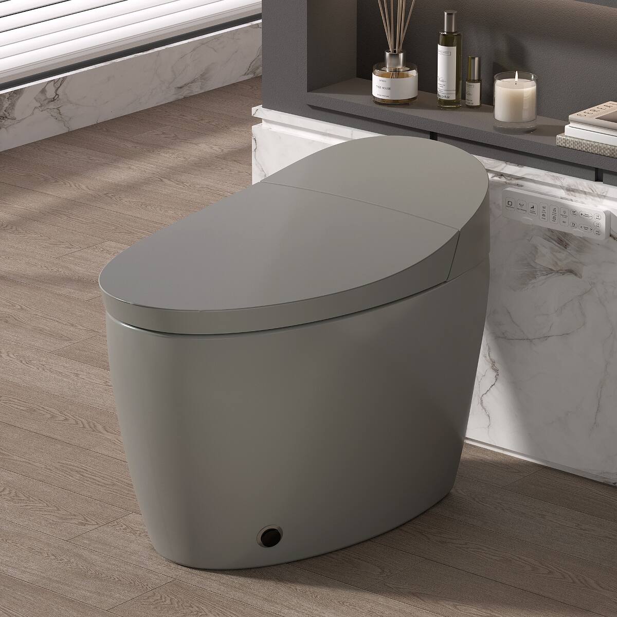 Front. Loheer - Loheer One Piece Smart Toilet with Bidet, Heated Seat, Auto Flush, Gray, Twelve Inch Rough In - Gray.