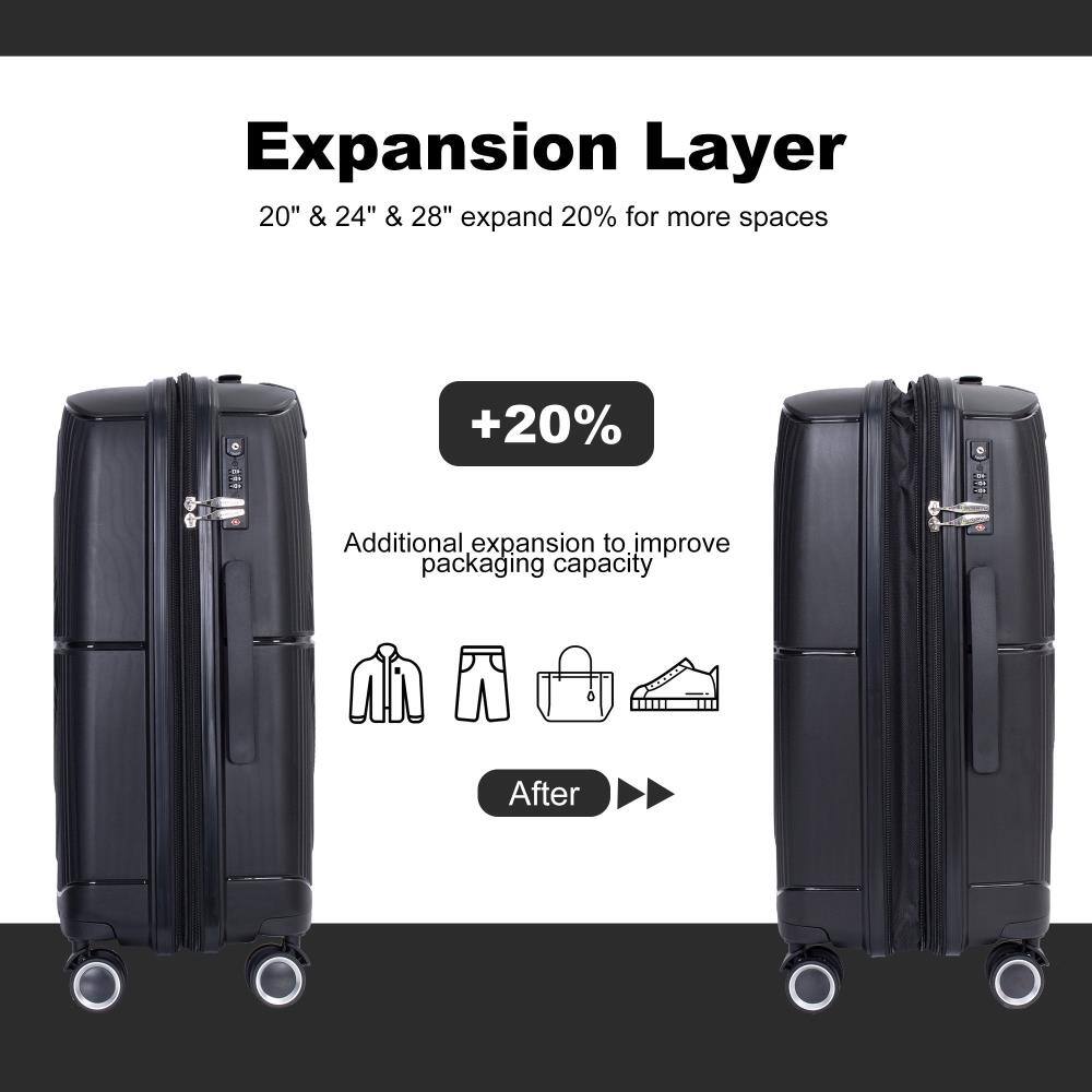 Expansion Layer  
20" & 24" & 28" expand 20% for more spaces  

+20%  
Additional expansion to improve packaging capacity  

After