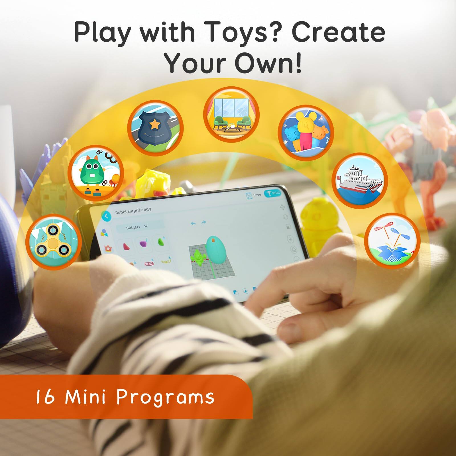 Play with Toys? Create Your Own!  
8 Surprise Egg Robot Subject + 16 Mini Programs