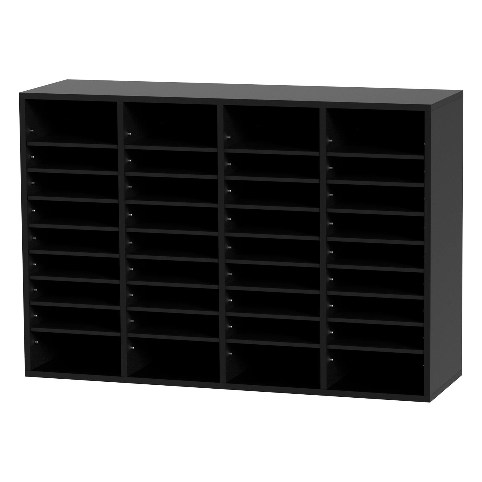 Alt View 5. VEVOR - Wood Literature Organizer, 36 Compartments, File Sorter with Removable Shelves, Mailboxes Slot - Black.