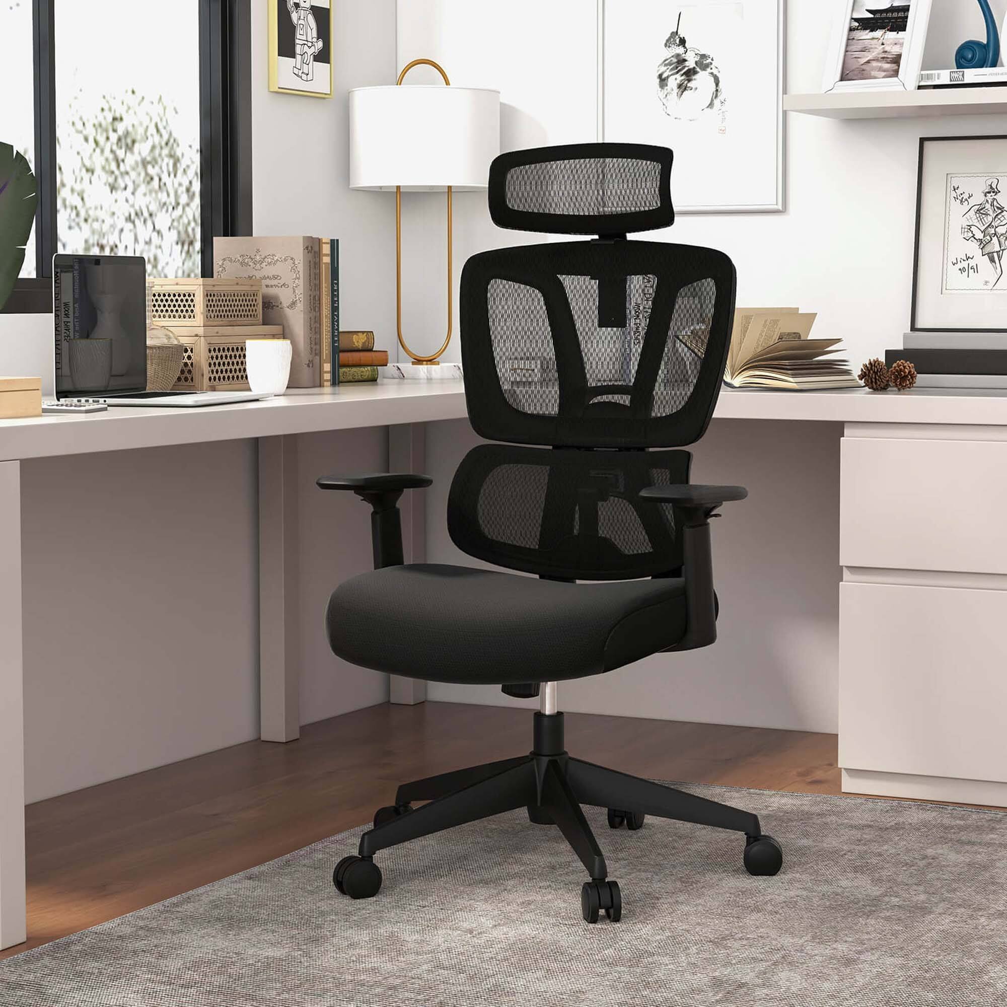 Angle. Costway - Ergonomic Mesh Adjustable Office Chair - Black.