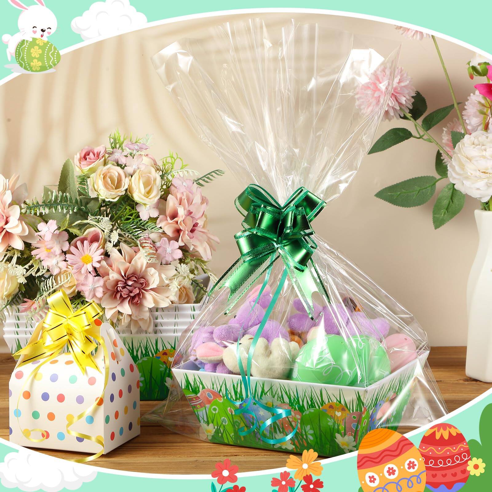 Alt View 4. Paradigms Interiors - 50 Easter Basket For Gifts Empty Include 12 8" X 6" 3" Gift To Fill With 18 Pull Bows And 20 Clear Plastic ... - Default.