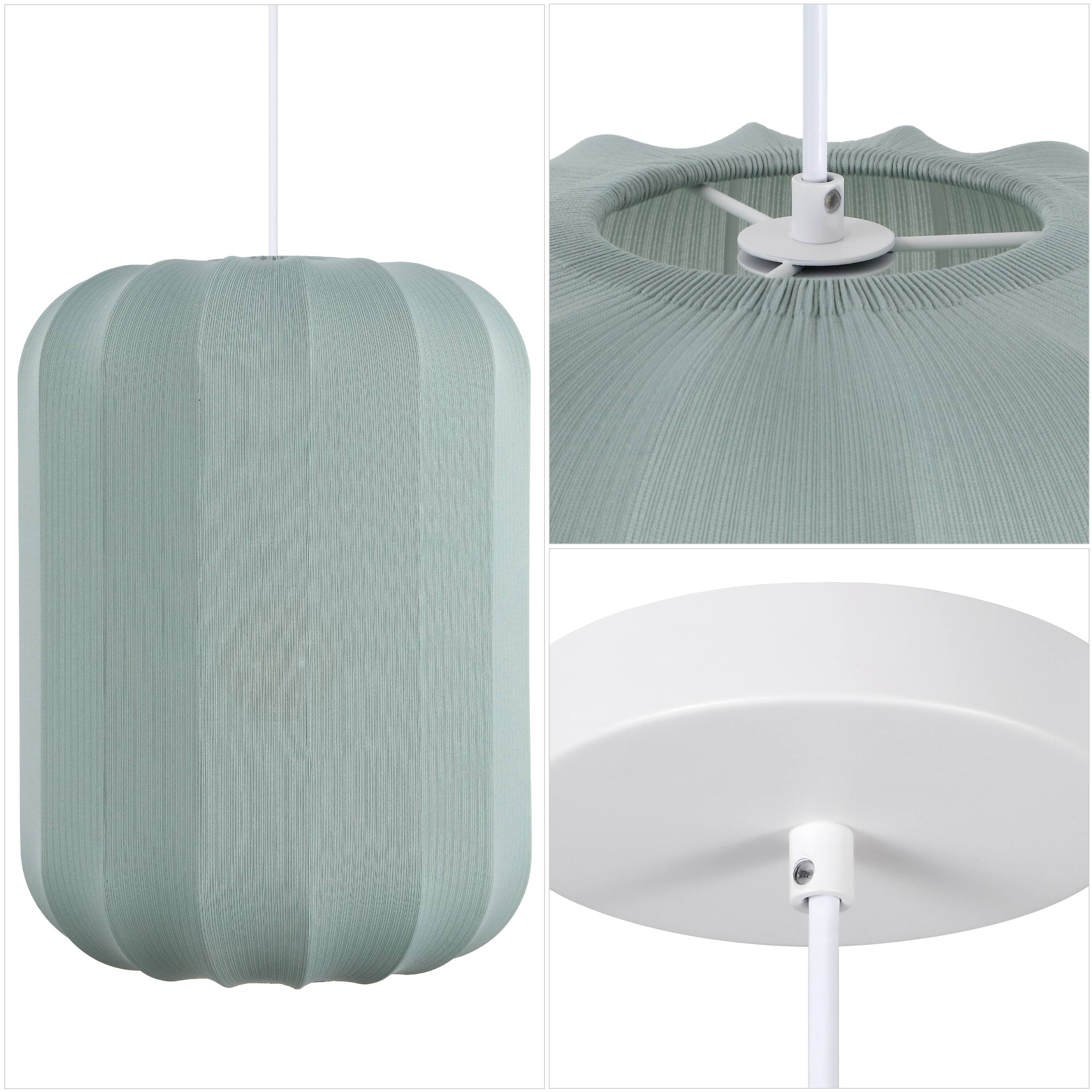 Alt View 4. Jonathan Y - Aurelia 13.75" 1-Light Scandinavian Adjustable Lantern Metal with Ribbed Cocoon Capsule Shade LED Pendant, Dusty Blue - Dusty Blue.