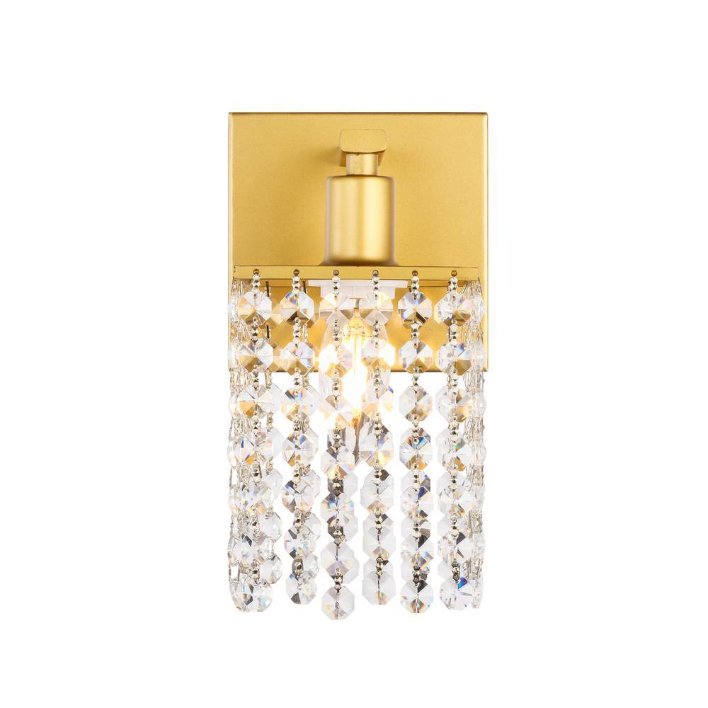 Alt View 7. Living District - Phineas 1 light Brass and Clear Crystals wall sconce - Brass And Clear Crystals.