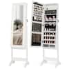 Front. Costway - Costway LED Mirror Jewelry Cabinet with 20 LED Lights Full-Length Mirror Adjustable Angles - White.