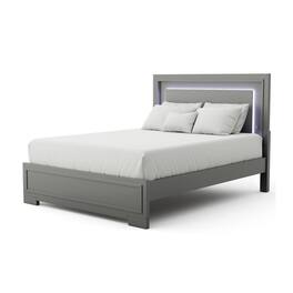Manhattan Lane - Aliso Queen Size Bed, LED Panel Headboard, Modern - Metallic Gray