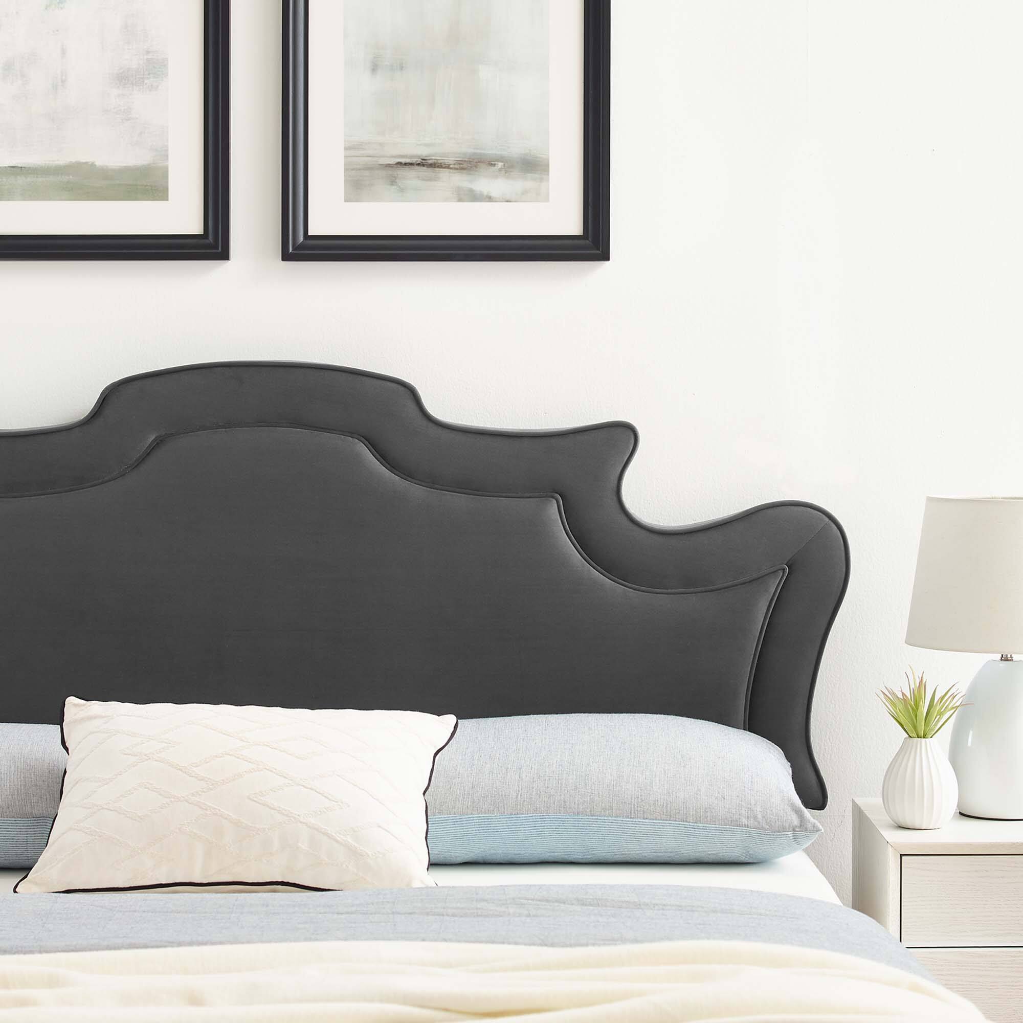 Alt View 3. Modway - Evangeline Performance Velvet Twin Headboard by Modway - Charcoal.