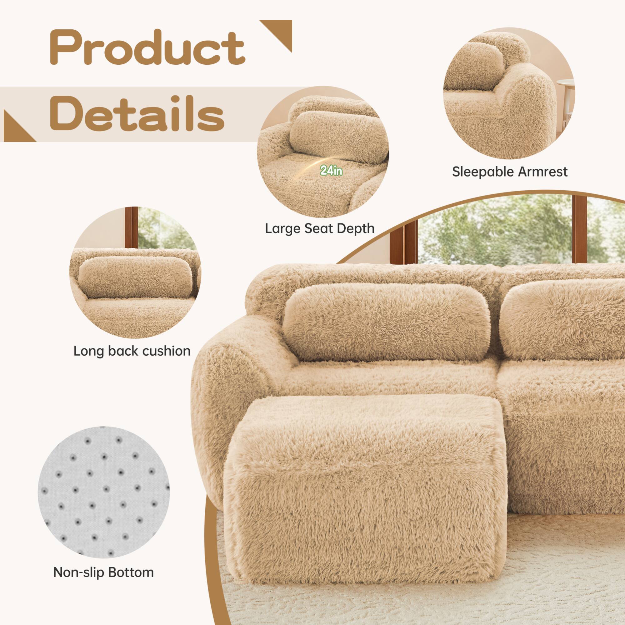 Product Details

- 24in
- Sleepable Armrest
- Large Seat Depth
- Long back cushion
- Non-slip Bottom