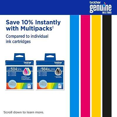 Save 10% Instantly with Multipacks+ Compared to individual ink cartridges brother genuine INK & TONER brother brother LC5043PK LC504XL2PK MPC-J13e50w MPC-J13470W MPIC-J13450W MFC-J1347OW Scroll down to learn more.