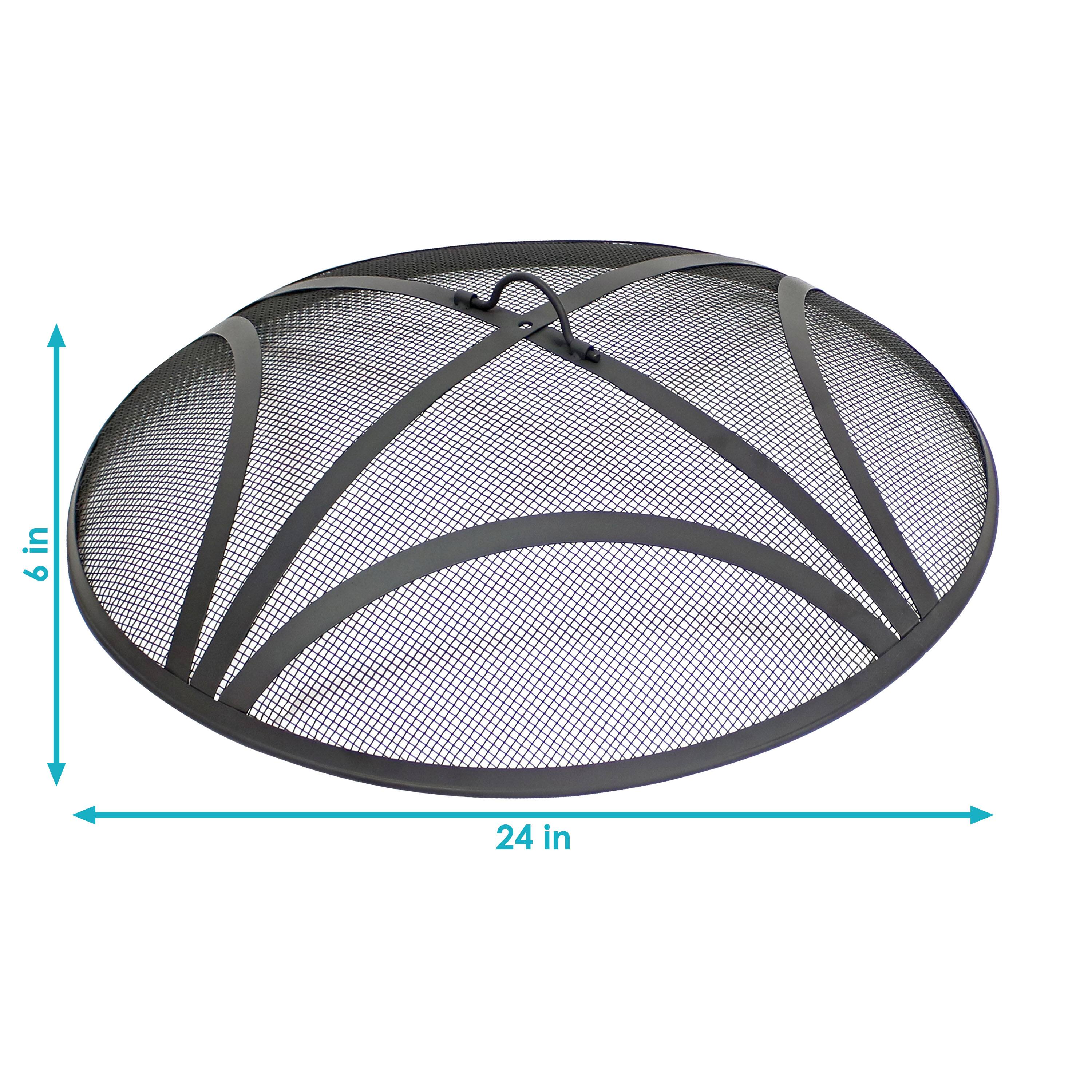 Alt View 2. Sunnydaze - 24 in Reinforced Steel Mesh Round Fire Pit Spark Screen - Black.