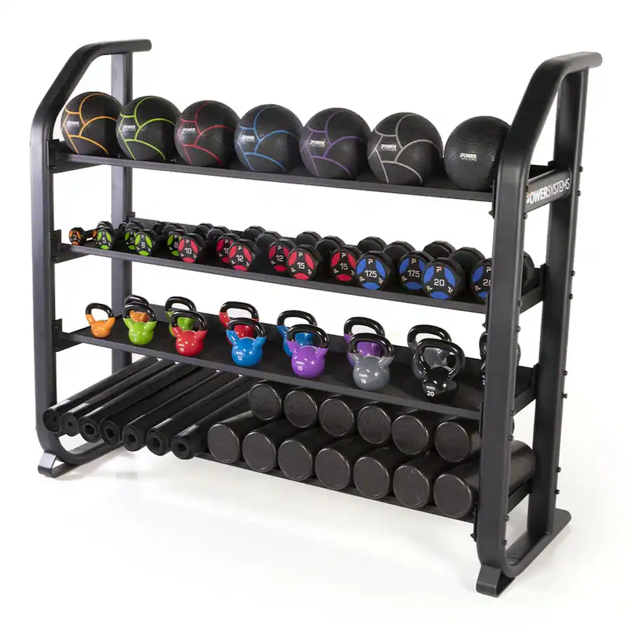 Studio Barbell Set Rack Power Systems Denali Multipurpose Weight Rack Kettlebell Dumbbell Med ...