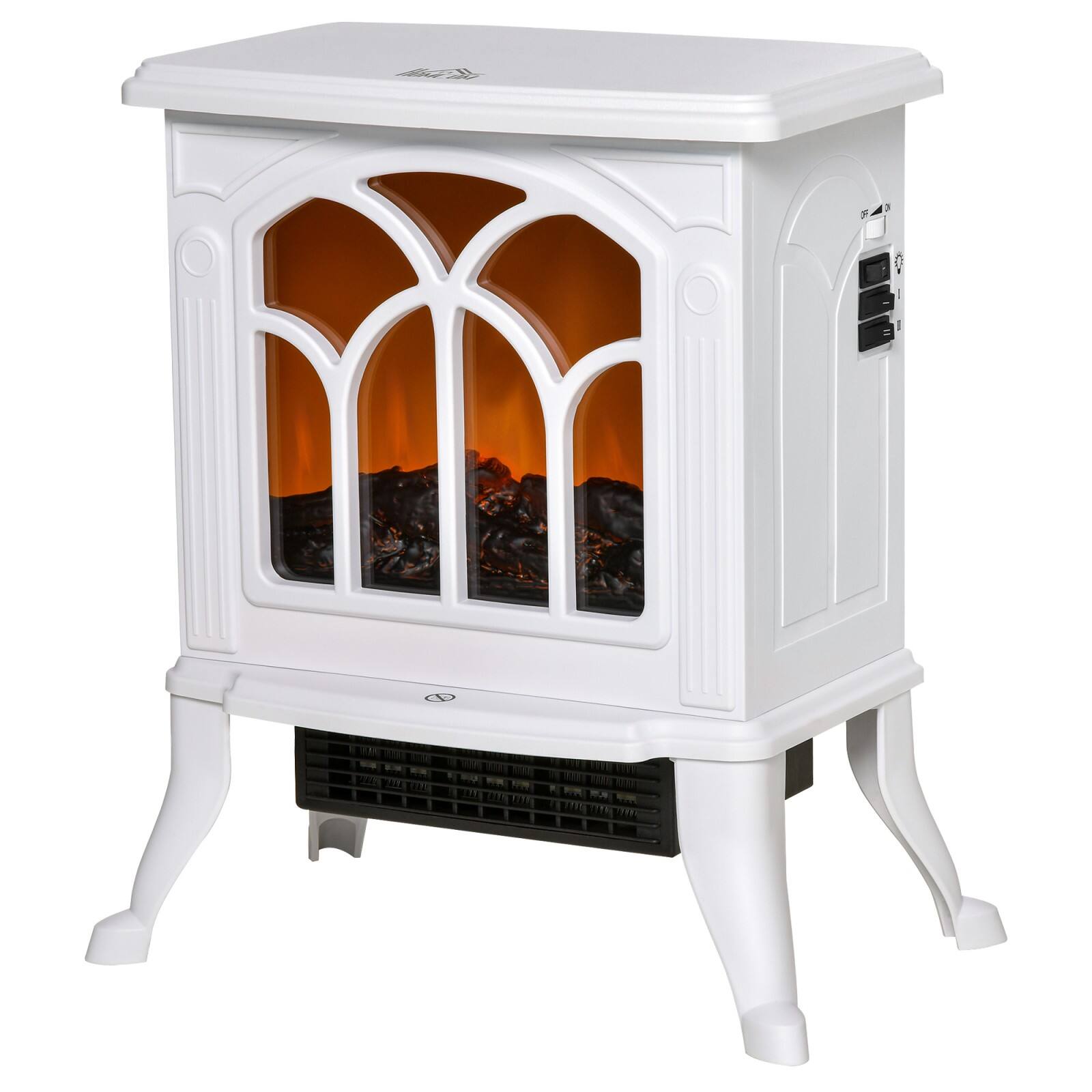 Alt View 8. Ecooso - 17" Freestanding Electric Fireplace, Fire Place Heater，Realistic Logs，Flame Effect and Overheat Protection, 750W/1500W - White.