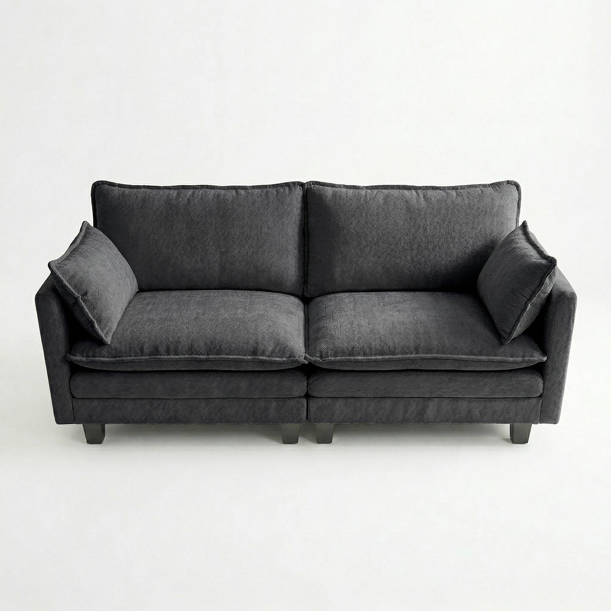 Left. Anysun - Modern Chenille Loveseat Sofa – 2-Seat Compact Couch with Dual USB Charging Ports and Side Pockets - Black.
