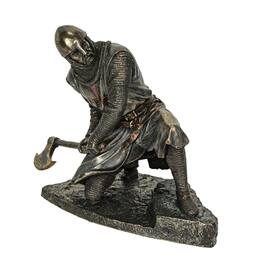 Veronese Design - Bronze Finish Kneeling Templar Knight Wielding Battle Axe Statue - Multicolored