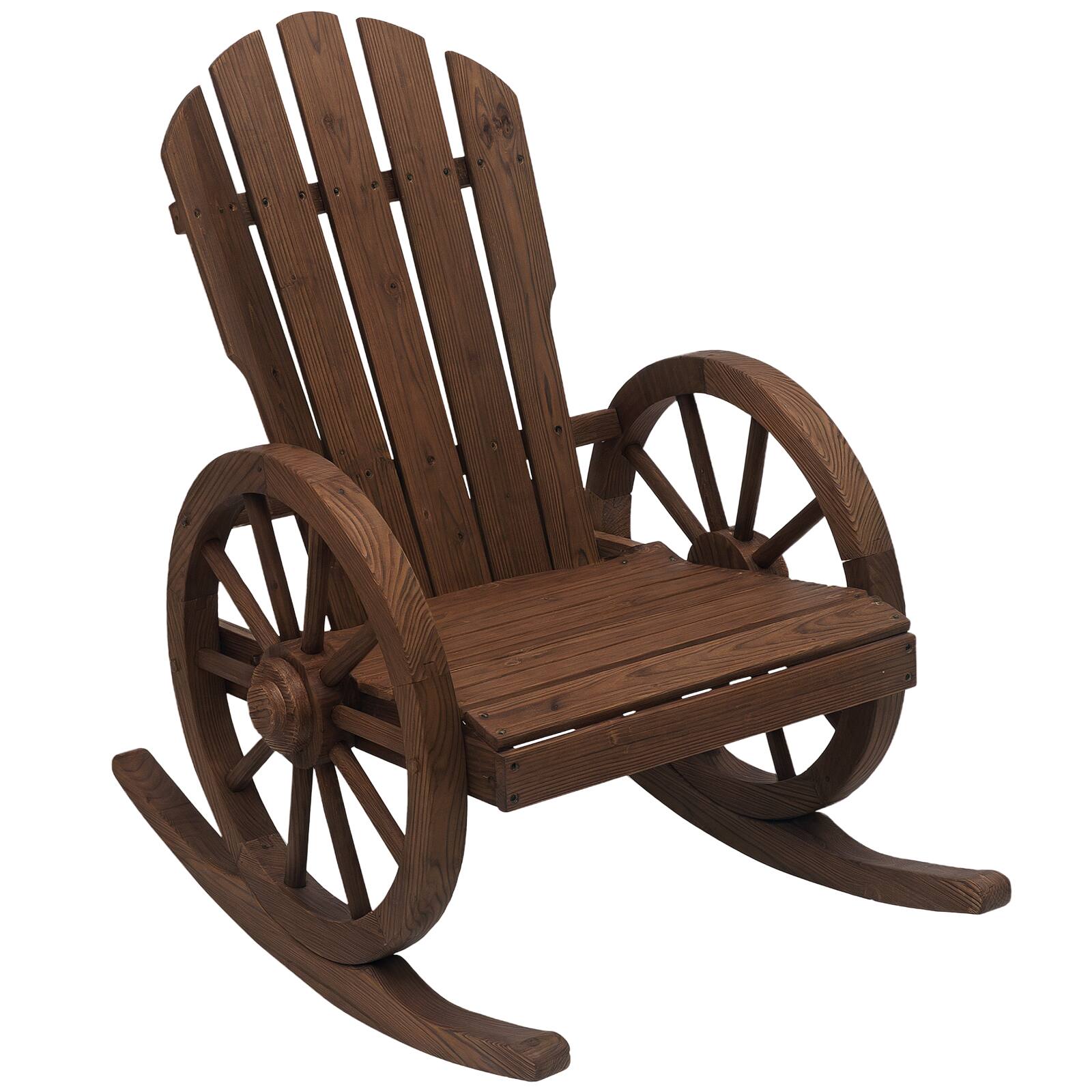 Front. Outsunny - Wooden Rocking Chair, Adirondack Rocker Chair w/Slatted Design and Oversized Back, Outdoor Rocking Chair - Carbonized.