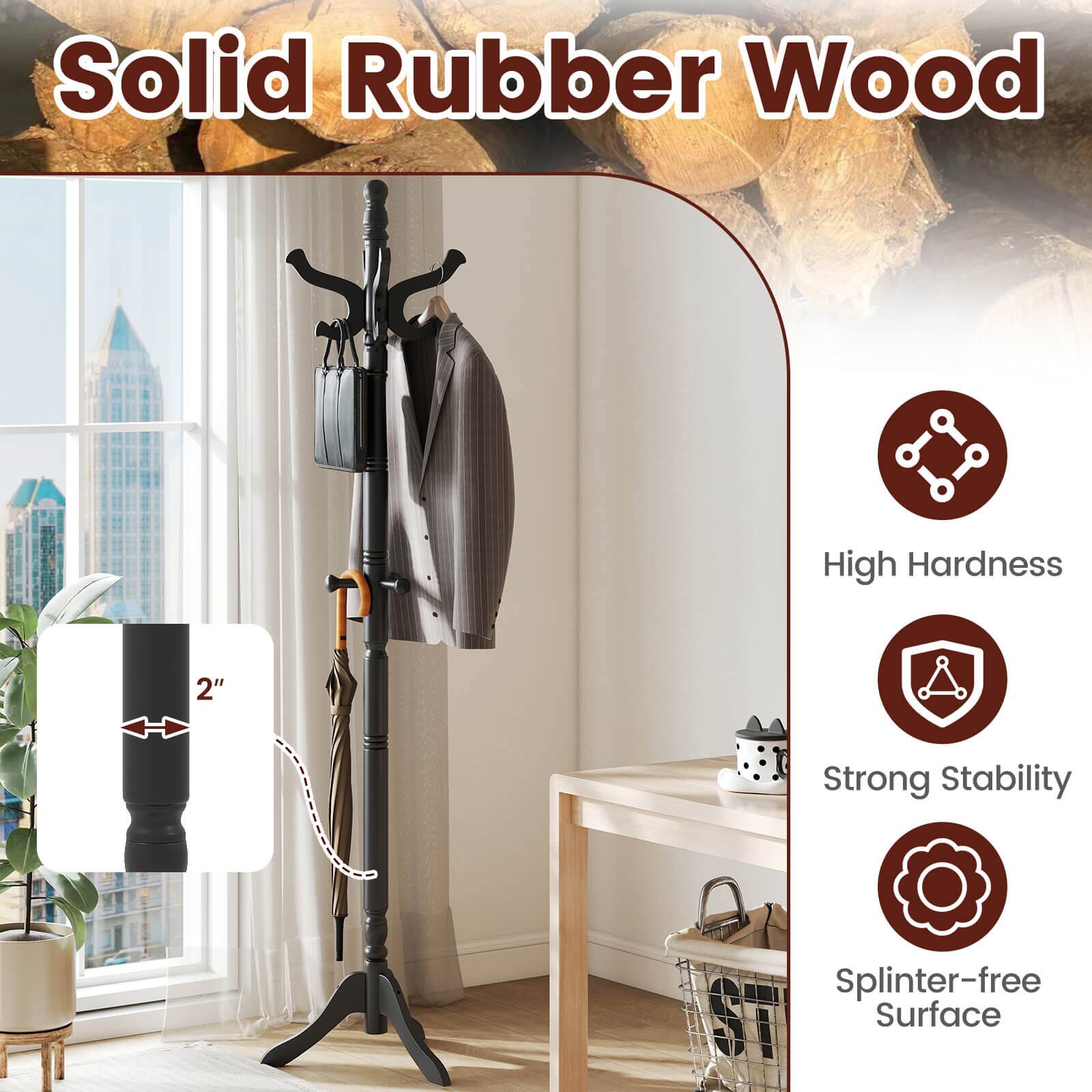 Solid Rubber Wood, High Hardness, 2", Strong Stability, Splinter-free Surface