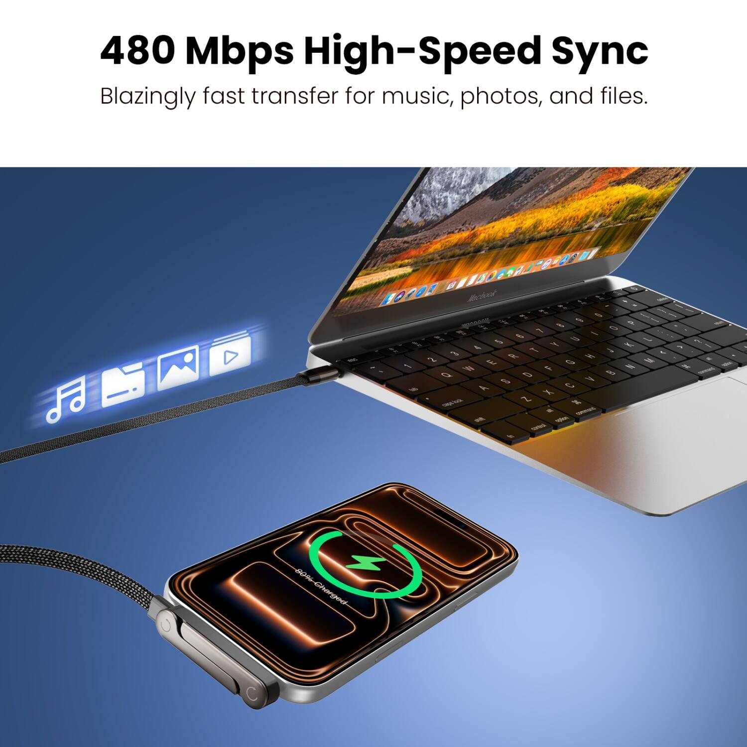480 Mbps High-Speed Sync  
Blazingly fast transfer for music, photos, and files.