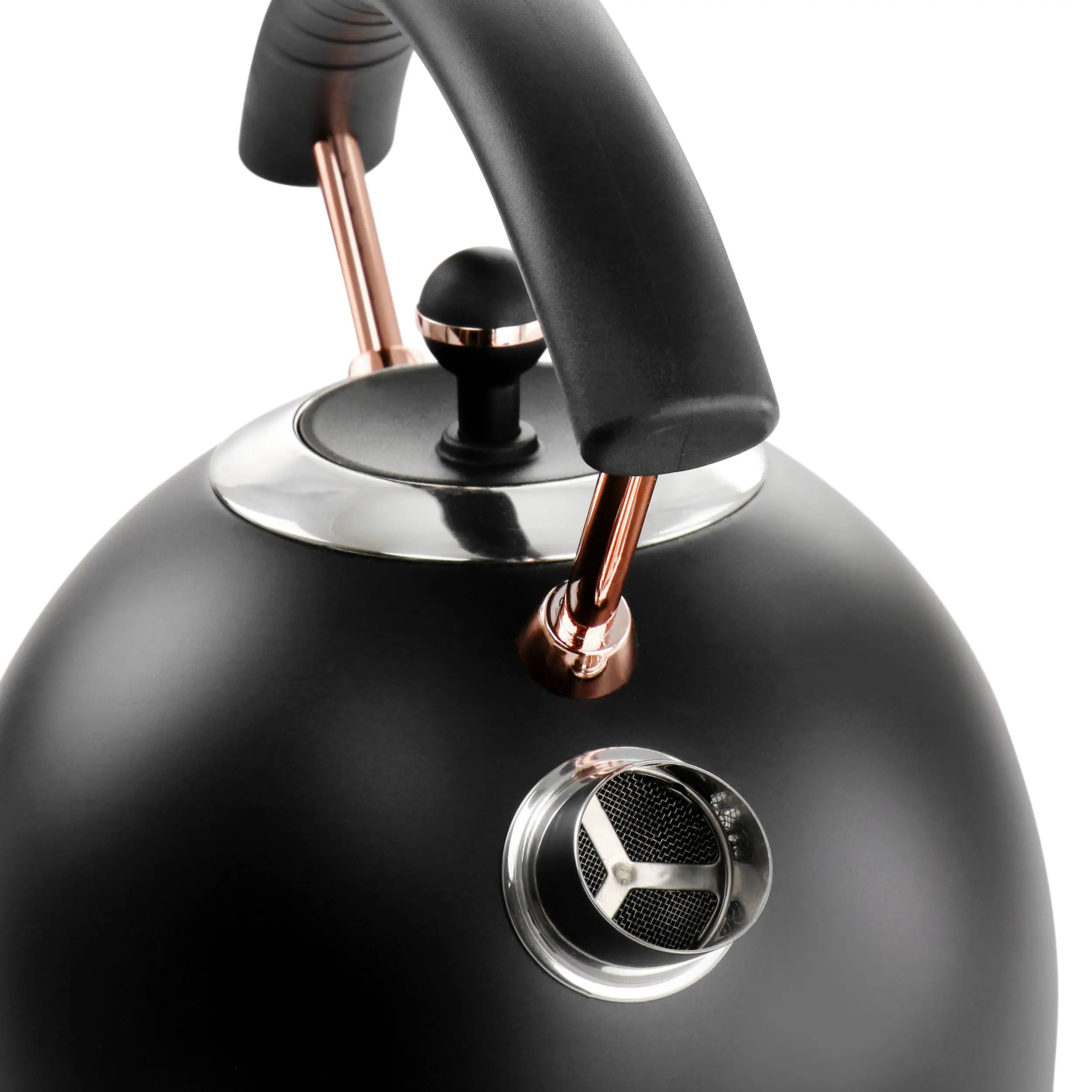 Alt View 5. MegaChef - MegaChef 1.9 Quart Half Circle Electric Tea Kettle with Thermostat in Matte Black - Black.