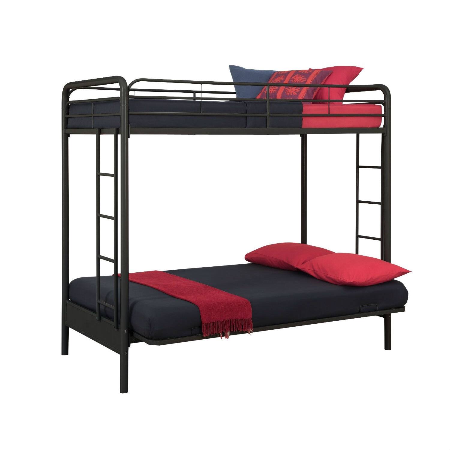 Angle. Hivvago - Hivvago Twin over Full Futon Bunk Bed Sleeper Sofa in Metal - Black.