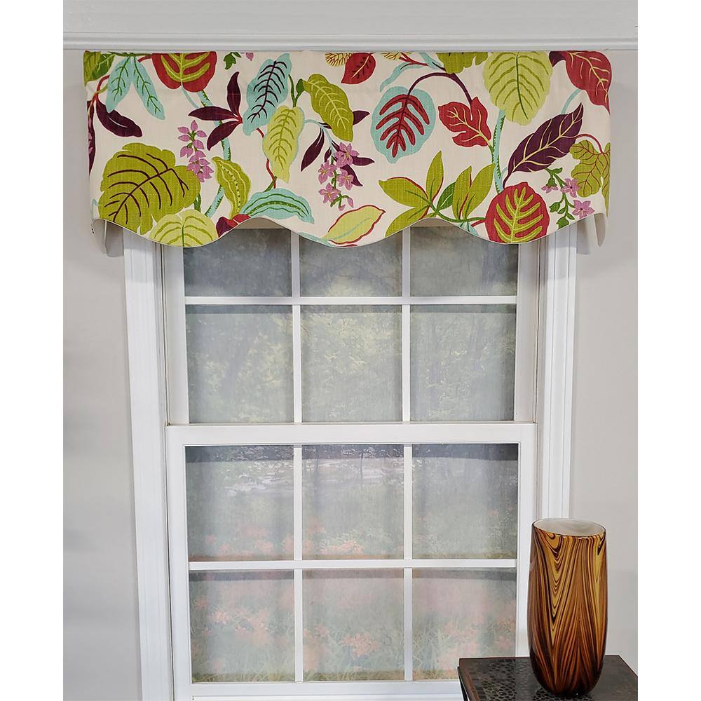 Angle. RLF Home - RLF Home Antonia Provence Colorful Leaves and Blossoms Effortless Installation Luxurious Window Valance 50" X 15" Spring - Spring.