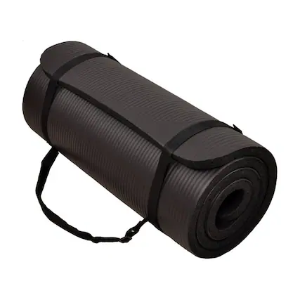 Front. BalanceFrom Fitness - BalanceFrom Fitness GoYoga 71x24in Anti Tear Exercise Yoga Mat with Strap, Black - Black.
