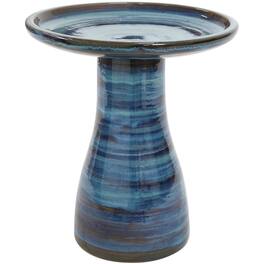 Sunnydaze - Elegant Glazed Ceramic Bird Bath - 20.5 in - Galaxy Blue