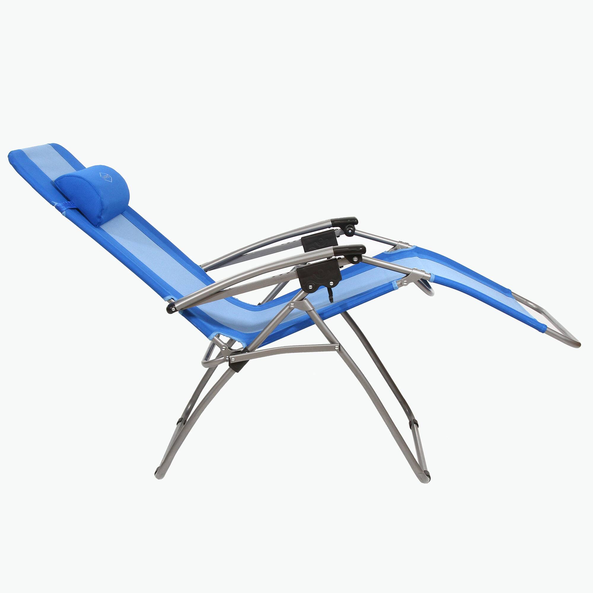 Alt View 4. Kamp-Rite - Kamp-Rite Outdoor Folding Reclining Zero Gravity Chair w/ Headrest Pillow, Blue - Blue.