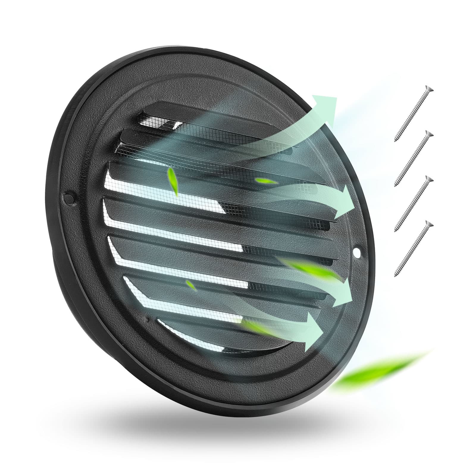 VEVOR - 4in Wall Vent Cover,Louvered Round AC Vent Gable Cover,Premium Stainless Steel & with Built-in a Protection Screen,2Pack - Black