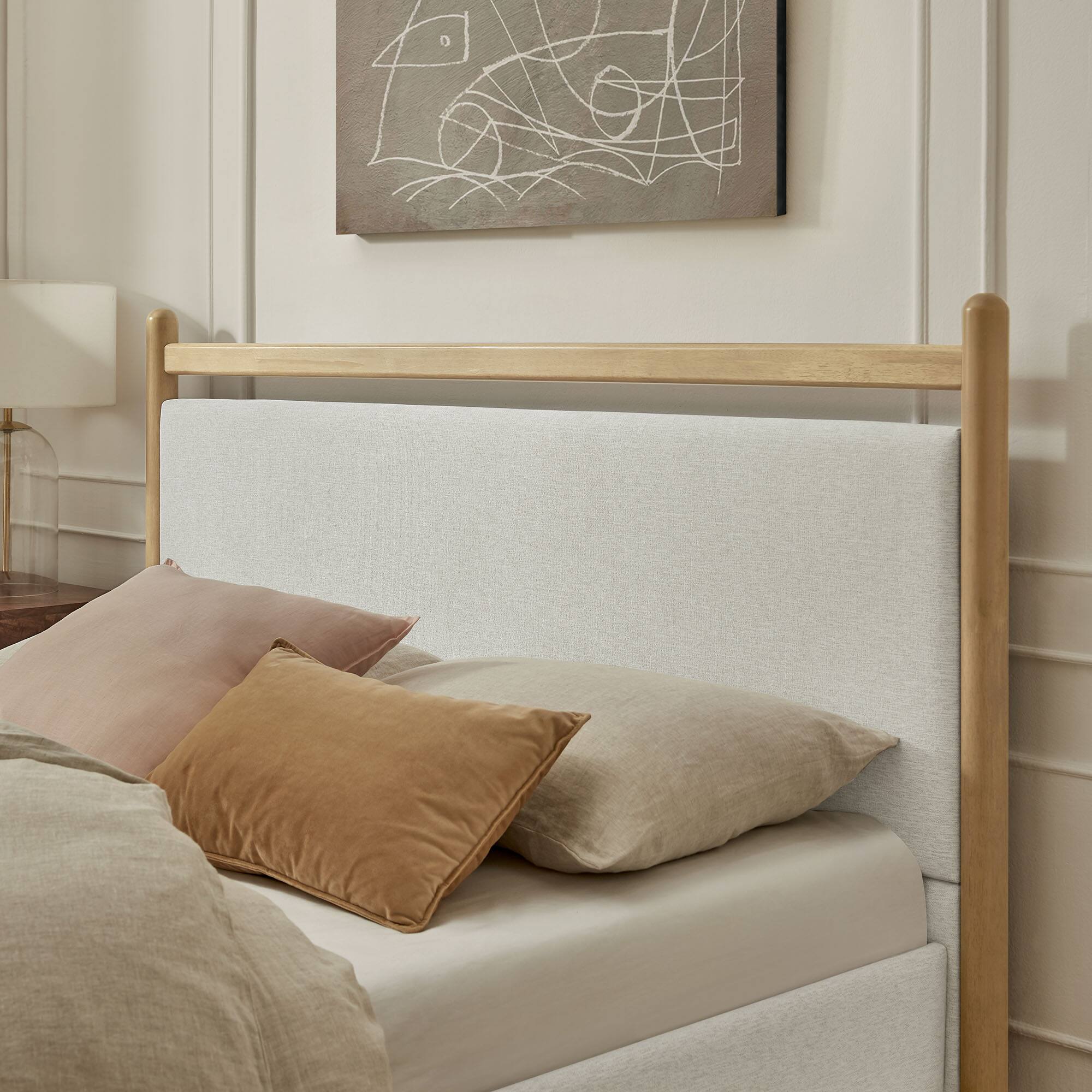 Alt View 1. Modway - Ginny Platform Bed Frame by Modway - Light Oak Heathered Ivory.
