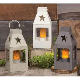BreeBe - Farmhouse Colors Mini Star Lantern 3 asstd - Grey, White