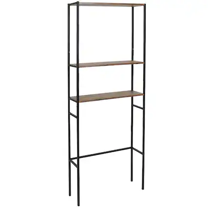 Front. Sunnydaze - 3-Tier Over-the-Toilet Bathroom Storage Shelf - 71 in - Teak.