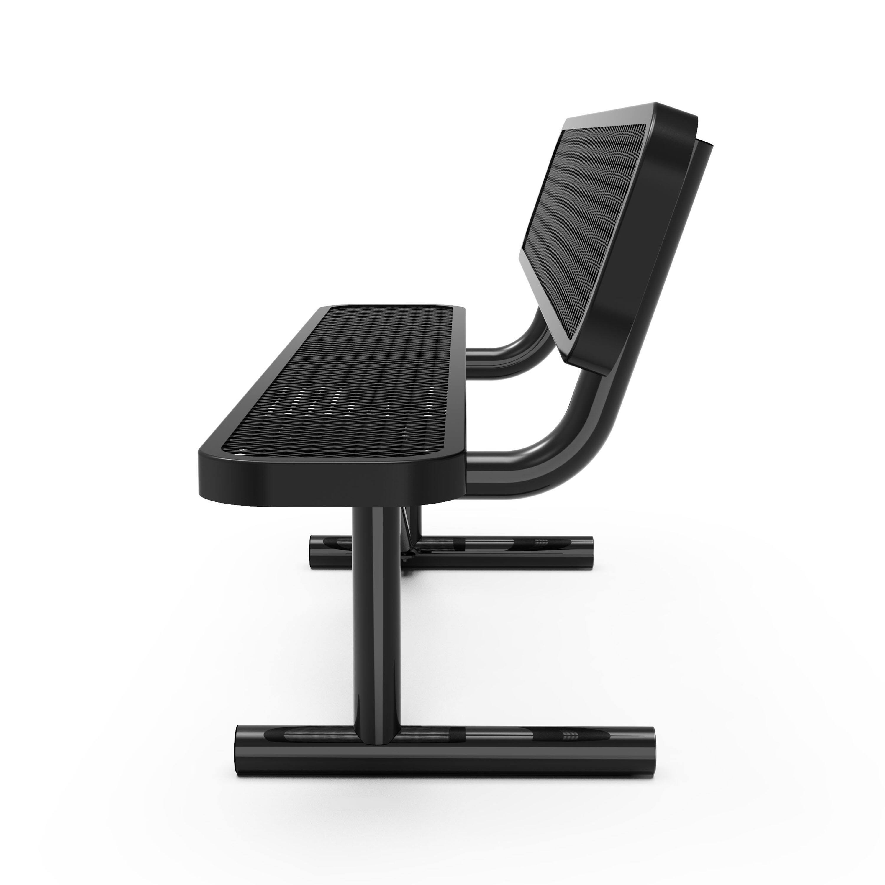 Left. Flash Furniture - Sigrid 6' Outdoor Bench with Backrest, Commercial Grade Expanded Metal Mesh Seat and Backrest and Steel Frame in Black w - Black.
