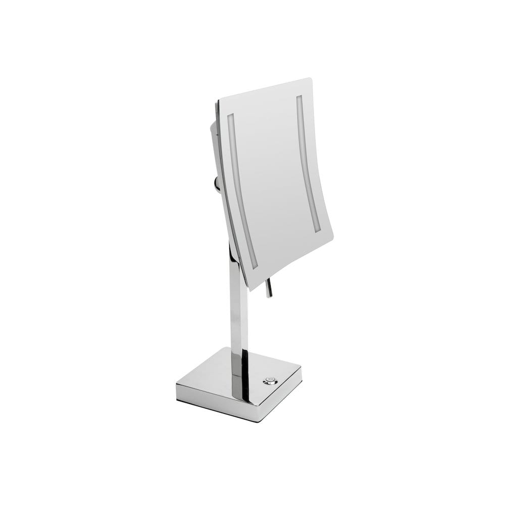 Alfi - Polished Chrome Tabletop Square 8" 5x Magnifying Cosmetic Mirror with Light - Silver