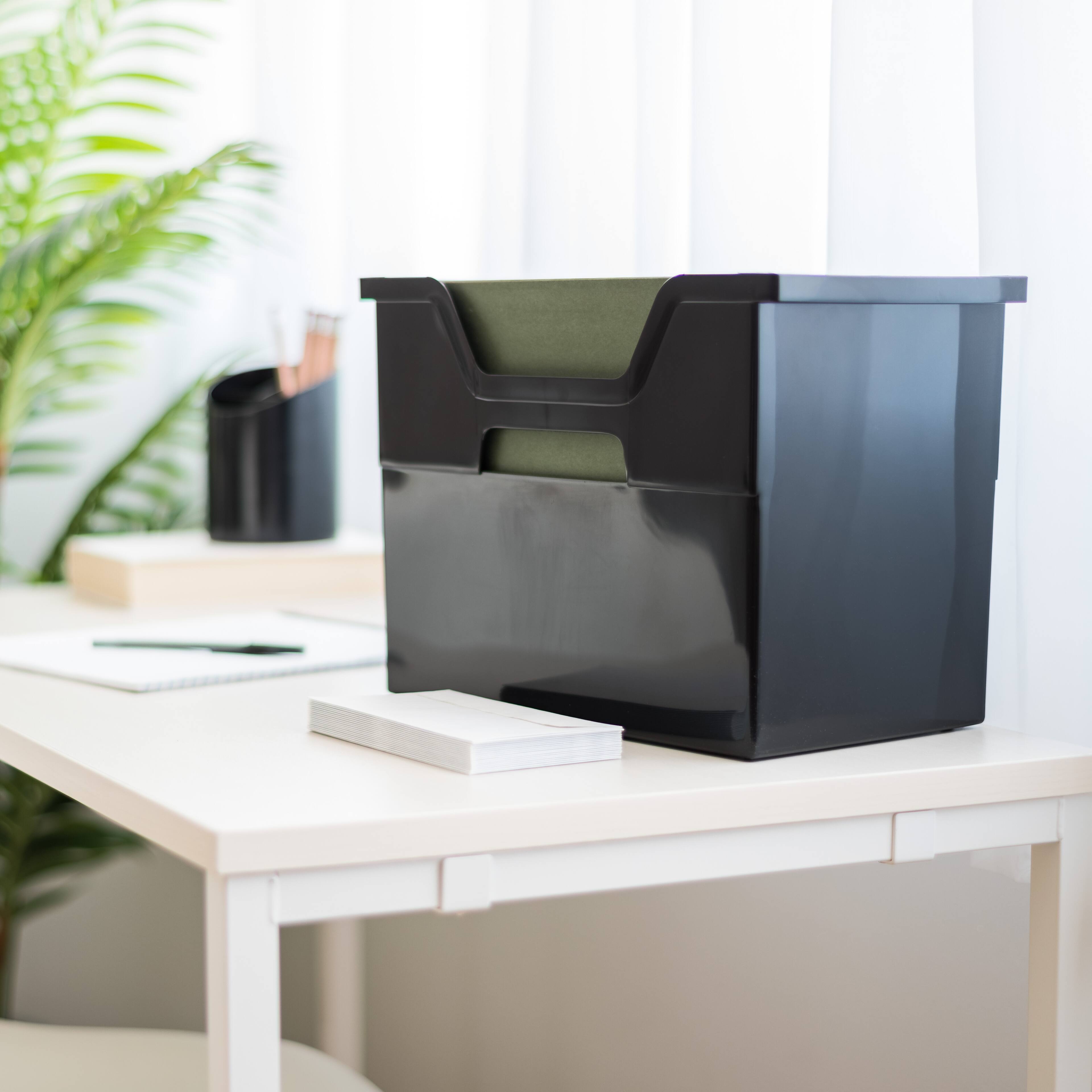 Alt View 3. IRIS USA - IRIS USA Portable Letter Size Desktop File Box with Open Lid, Side Handles, Hanging File Folders.