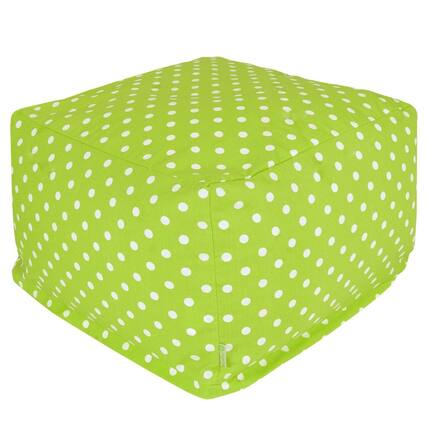 Front. Majestic Home - Ottoman Pouf Polka Dot (Small) Lime - Green.