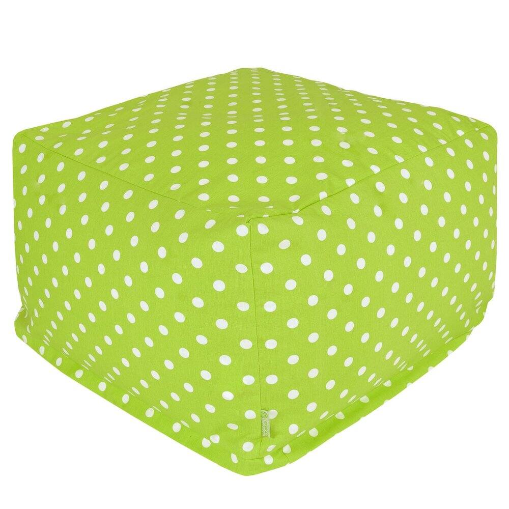 Front. Majestic Home - Ottoman Pouf Polka Dot (Small) Lime - Green.
