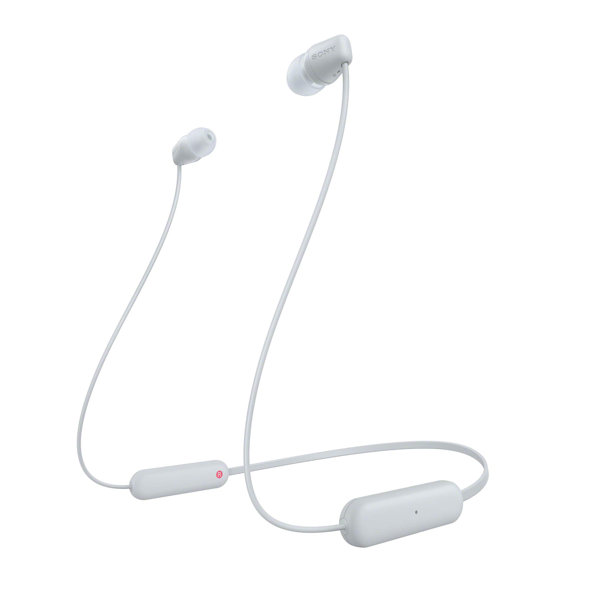 Front. Sony - Sony WI-C100 Wireless In-ear Headphones (White) - White.