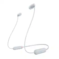 Front. Sony - Sony WI-C100 Wireless In-ear Headphones (White) - White.