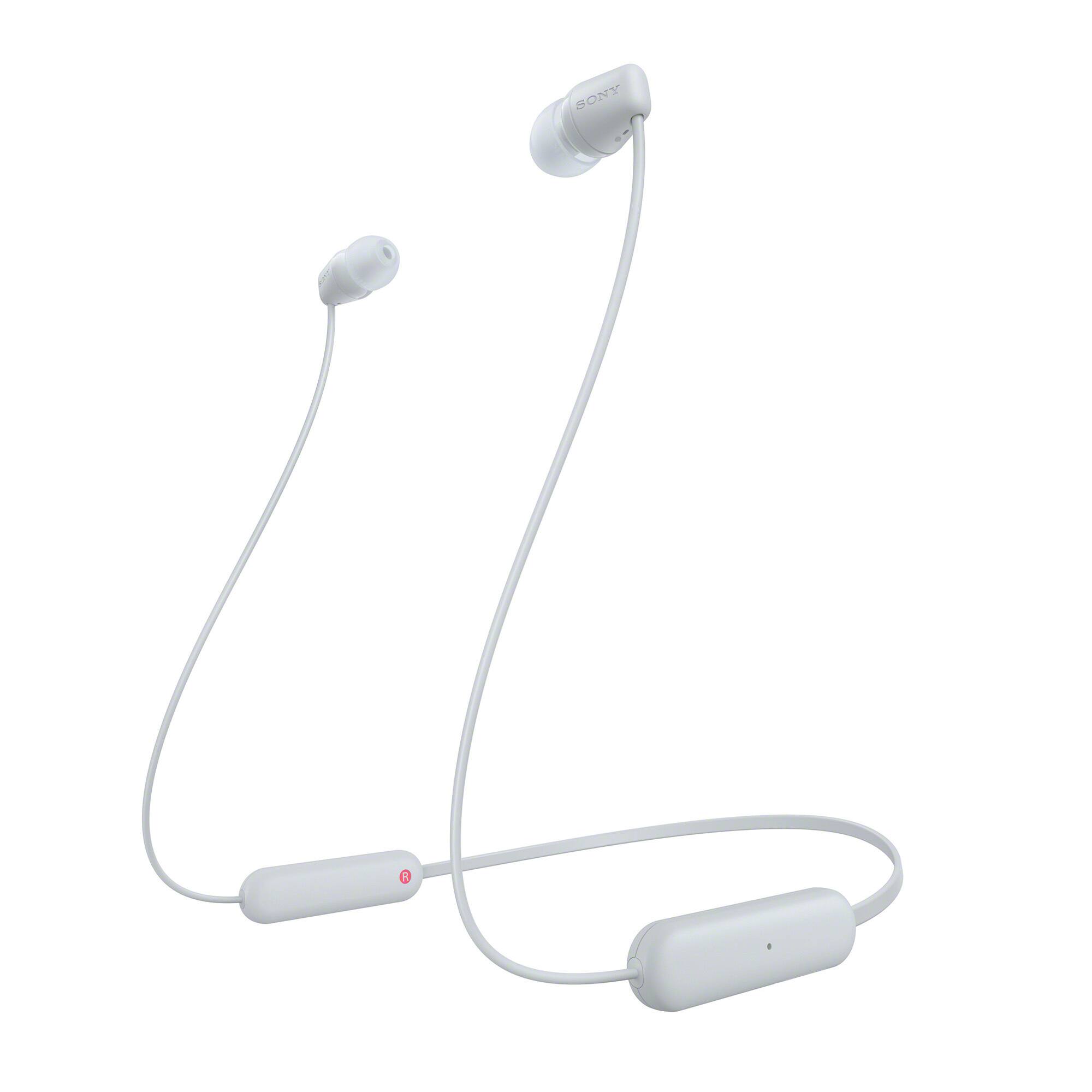 Front. Sony - Sony WI-C100 Wireless In-ear Headphones (White) - White.