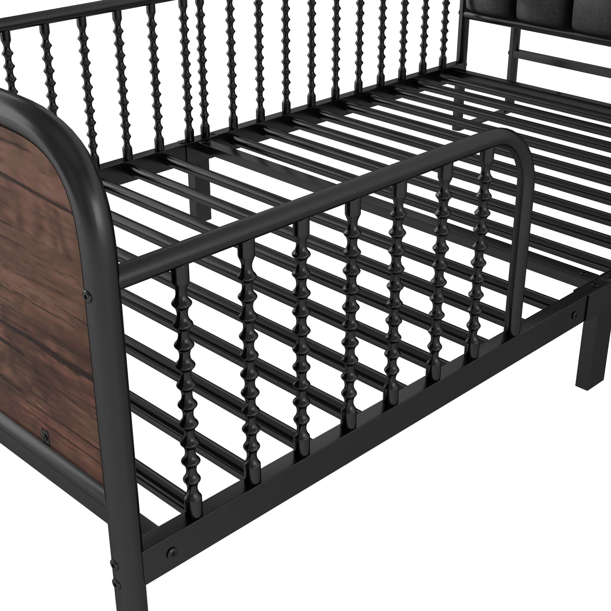 Alt View 7. GOODSILO - Twin Size Metal Platform Bed Frame with LED Lights and Pull-Out Storage Shelves for Kids - Black.