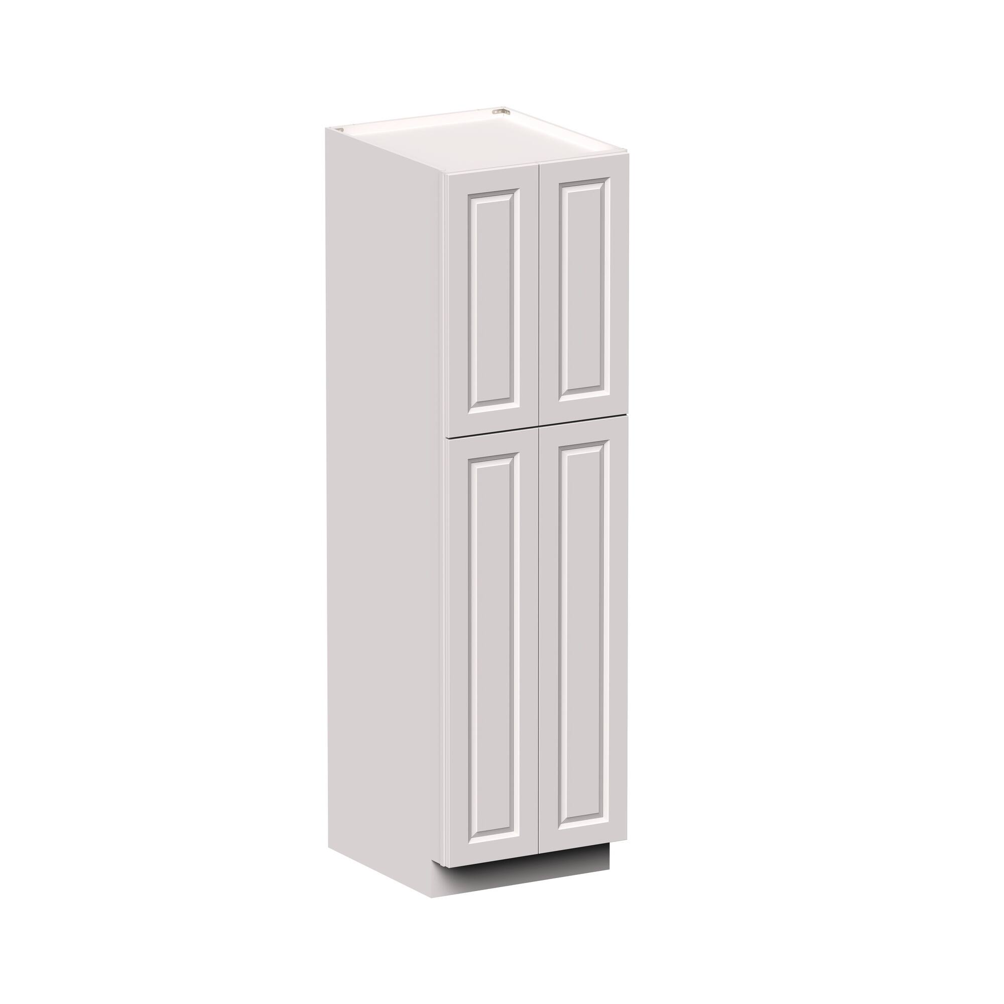 Angle. Boyel Living - 24-in W x 84-in H x 27-in D Shaker RTA Kitchen Pantry Cabinet with Soft-Close Doors - Glacier White.