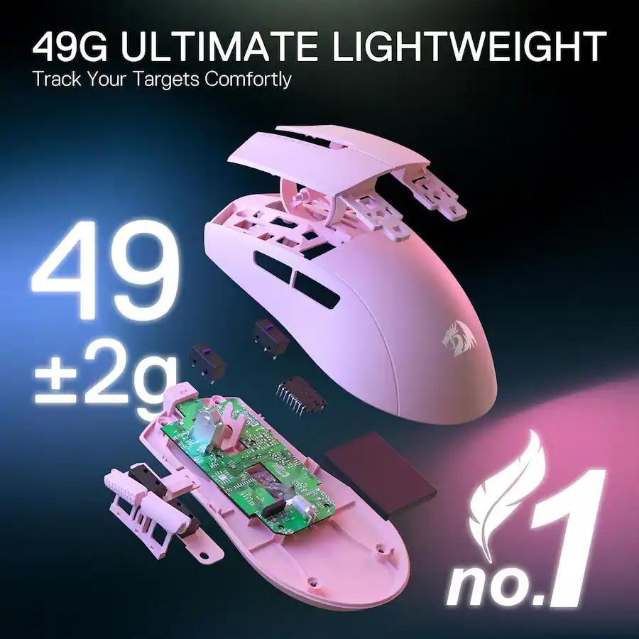 Remapped Gaming Controller REDRAGON M916 Wireless 49G Ultra Light Gaming Mouse 26K DPI Remapping ...