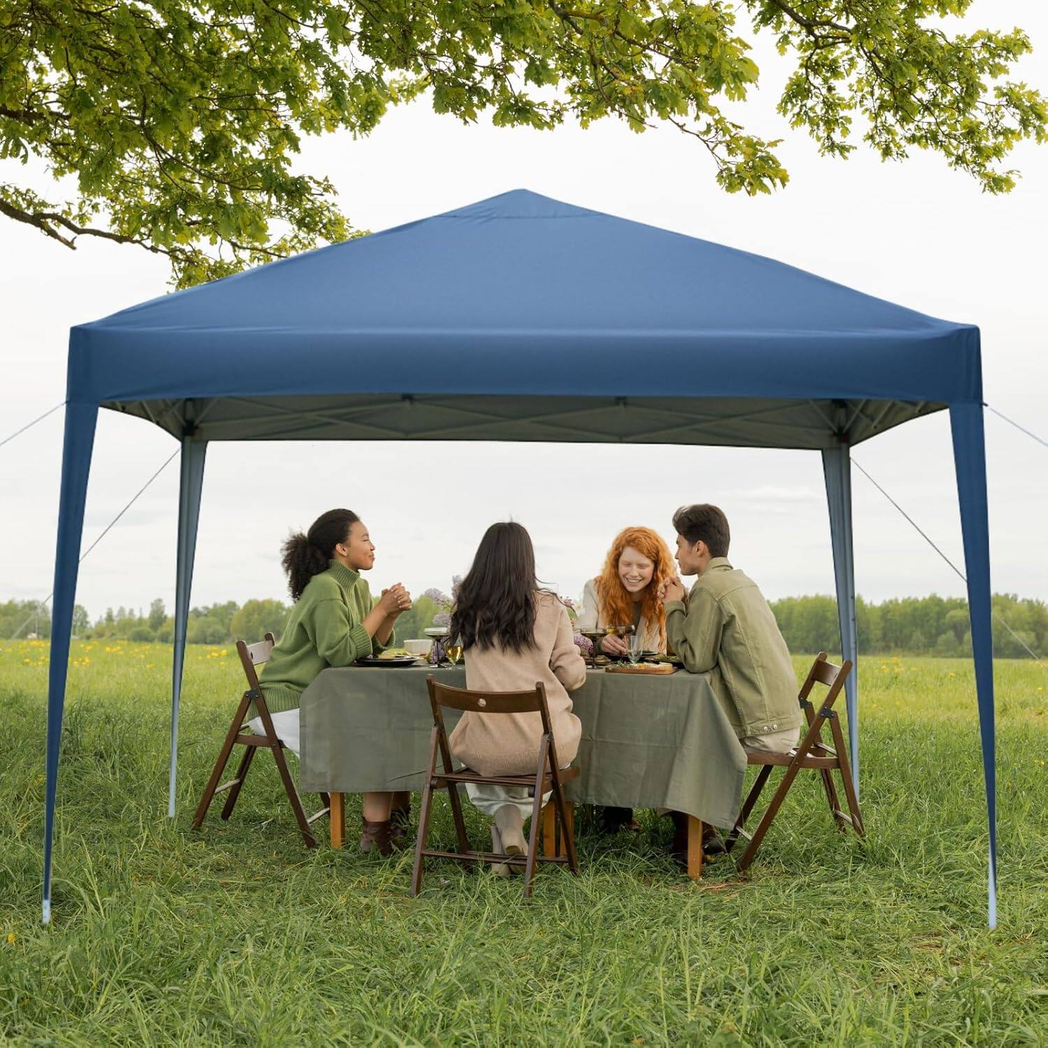 Alt View 3. Winado - 10x10ft Ez Pop Up Outdoor Canopy Tent, Portable Commercial Instant Tent with Carry Bag for Party Wedding Birthday BBQ - Blue.