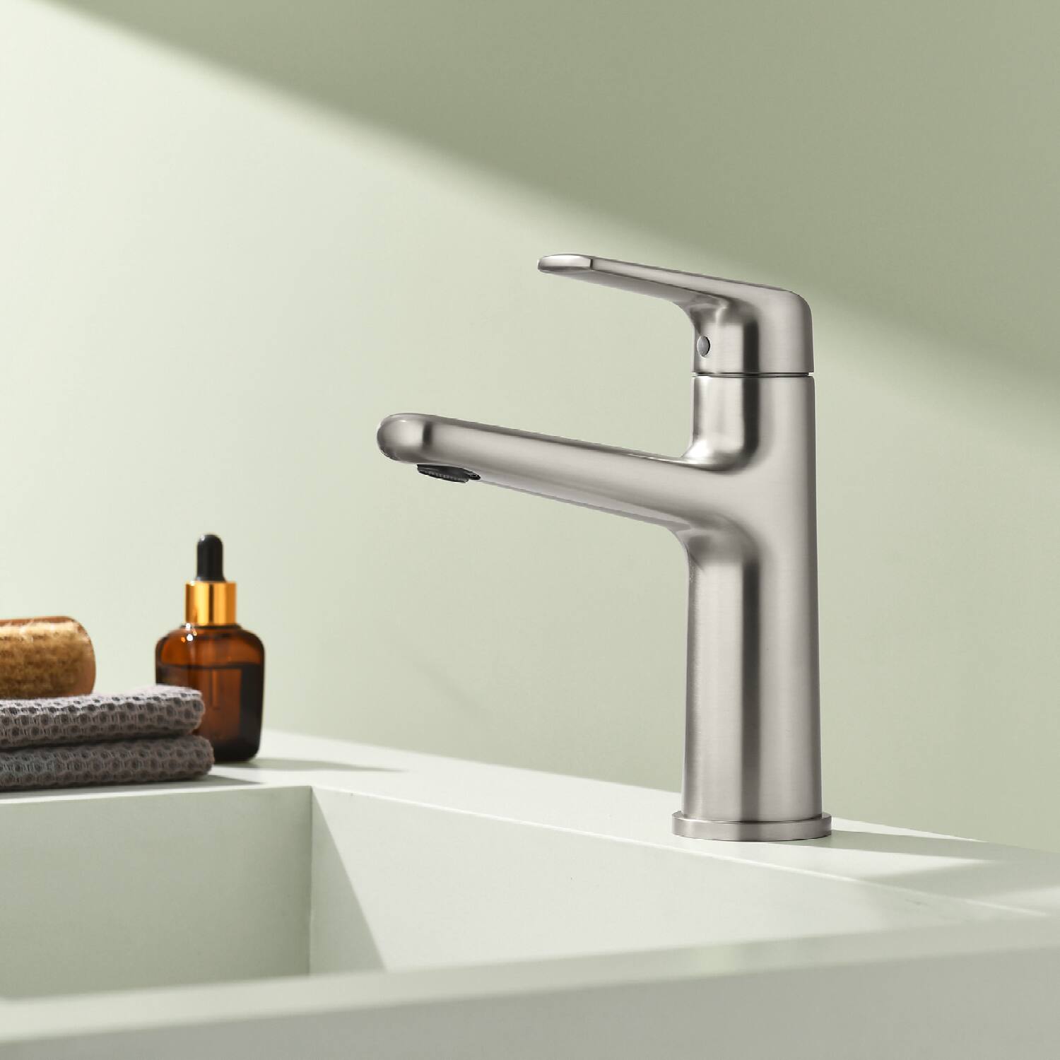 Alt View 1. Boyel Living - Brushed Nickel Single Handle Bathroom Faucet Solid Brass - Brushed Nickel.
