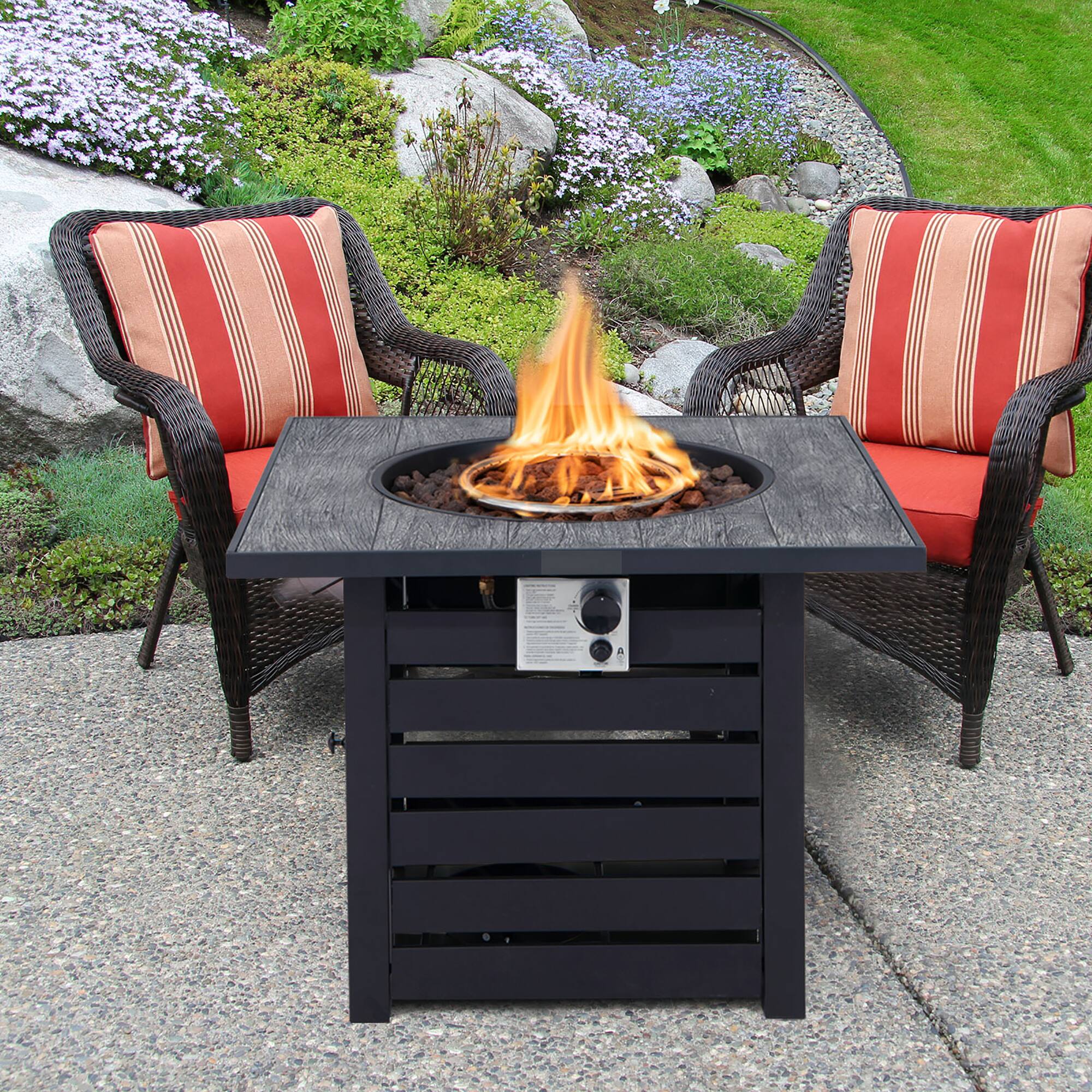 Alt View 2. Costway - Costway 32" Square Propane Fire Pit Table for Patio w/Lava Rocks Rain Cover 50,000 BTU - Black.