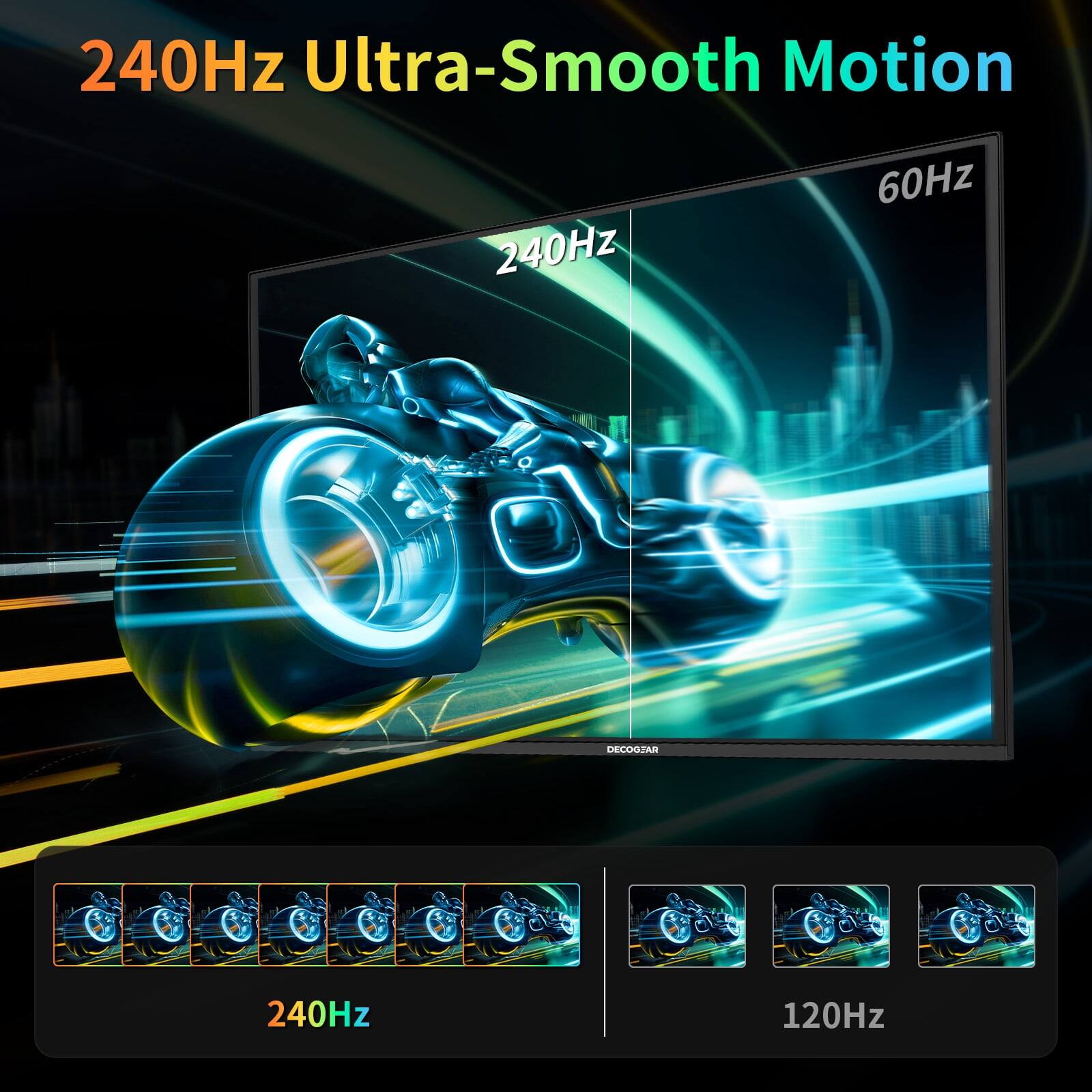 240Hz Ultra-Smooth Motion

60Hz 240Hz

DECOGEAR

240Hz

120Hz